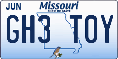 MO license plate GH3T0Y