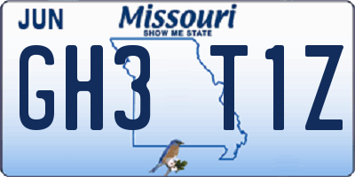 MO license plate GH3T1Z