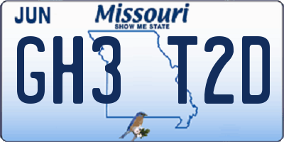 MO license plate GH3T2D
