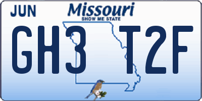 MO license plate GH3T2F