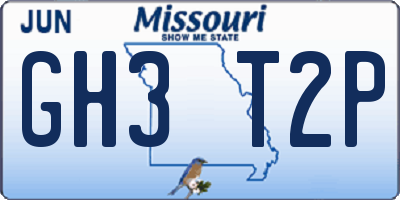 MO license plate GH3T2P