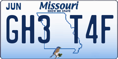 MO license plate GH3T4F