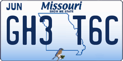 MO license plate GH3T6C