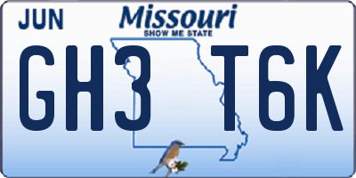 MO license plate GH3T6K