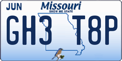 MO license plate GH3T8P
