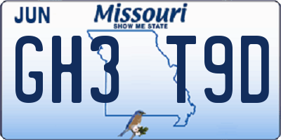 MO license plate GH3T9D