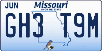 MO license plate GH3T9M