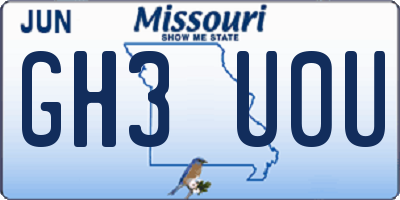MO license plate GH3U0U