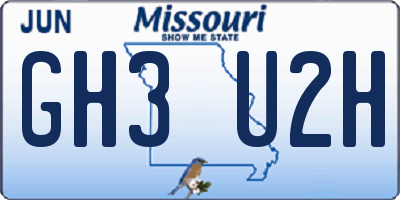 MO license plate GH3U2H