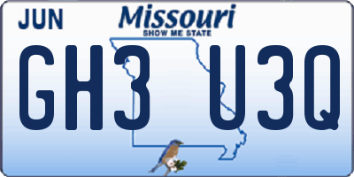 MO license plate GH3U3Q