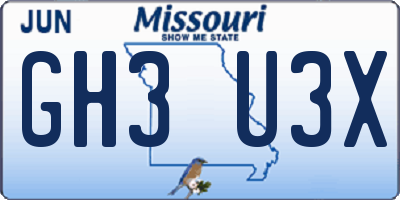 MO license plate GH3U3X