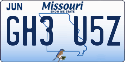 MO license plate GH3U5Z