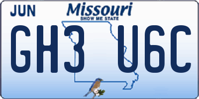 MO license plate GH3U6C