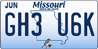 MO license plate GH3U6K