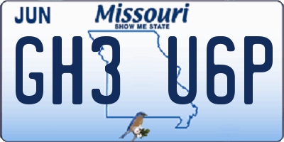 MO license plate GH3U6P