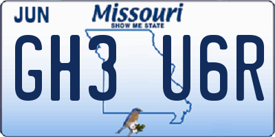 MO license plate GH3U6R
