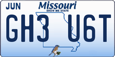 MO license plate GH3U6T