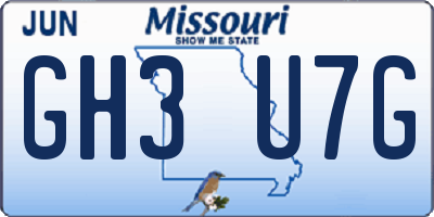 MO license plate GH3U7G