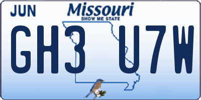 MO license plate GH3U7W