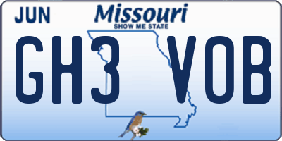 MO license plate GH3V0B