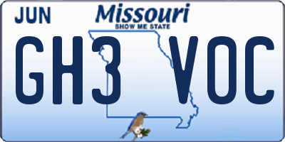 MO license plate GH3V0C