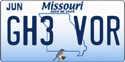 MO license plate GH3V0R