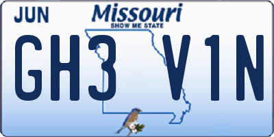 MO license plate GH3V1N