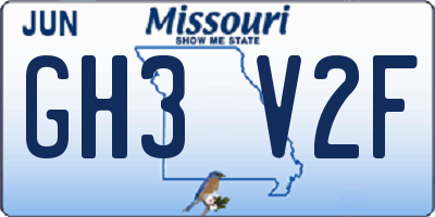 MO license plate GH3V2F