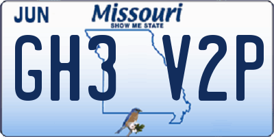 MO license plate GH3V2P