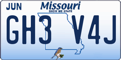 MO license plate GH3V4J