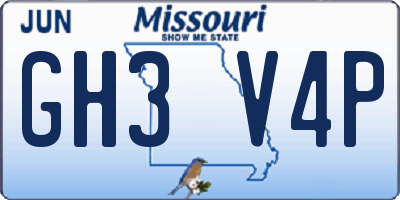 MO license plate GH3V4P