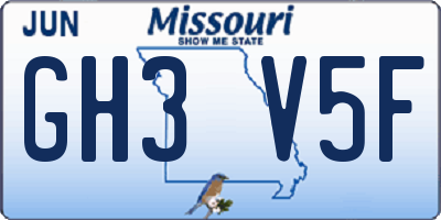 MO license plate GH3V5F