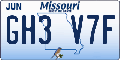 MO license plate GH3V7F