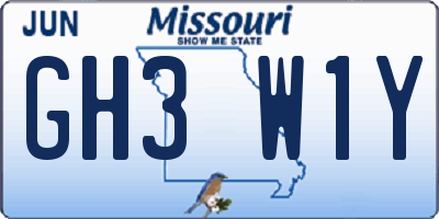 MO license plate GH3W1Y