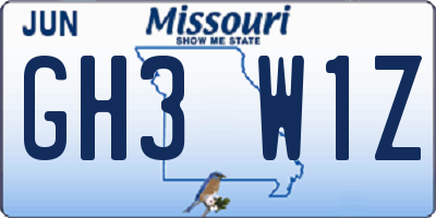 MO license plate GH3W1Z