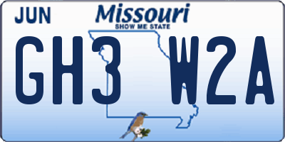 MO license plate GH3W2A