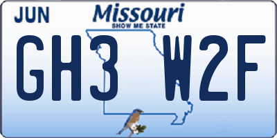 MO license plate GH3W2F