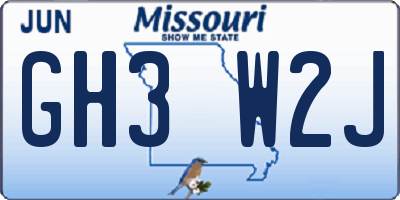 MO license plate GH3W2J