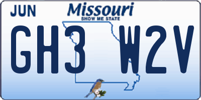 MO license plate GH3W2V