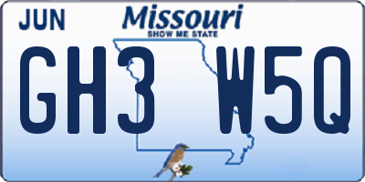 MO license plate GH3W5Q