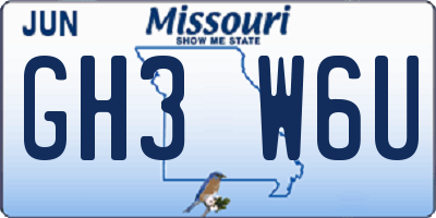 MO license plate GH3W6U
