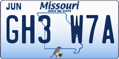 MO license plate GH3W7A