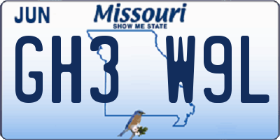 MO license plate GH3W9L