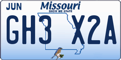 MO license plate GH3X2A