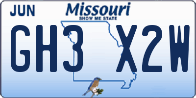 MO license plate GH3X2W