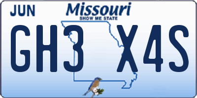 MO license plate GH3X4S