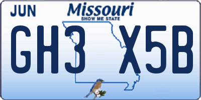 MO license plate GH3X5B