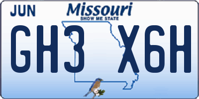 MO license plate GH3X6H