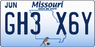 MO license plate GH3X6Y