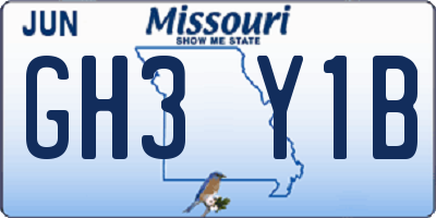 MO license plate GH3Y1B